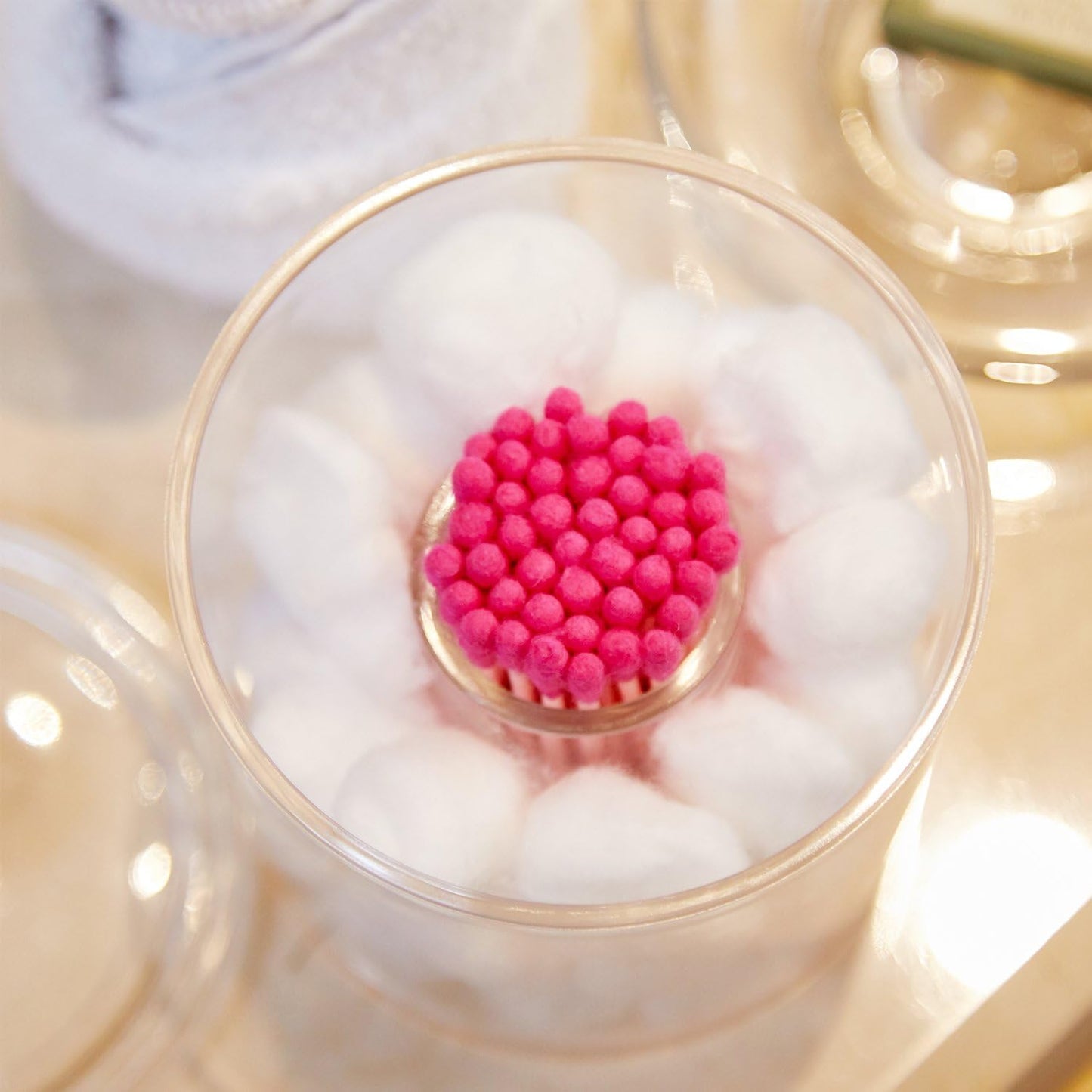 Makeup Organizer Bathroom Storage Multifunction Organizer Cotton Balls and Cotton Buds Holder - Small Round