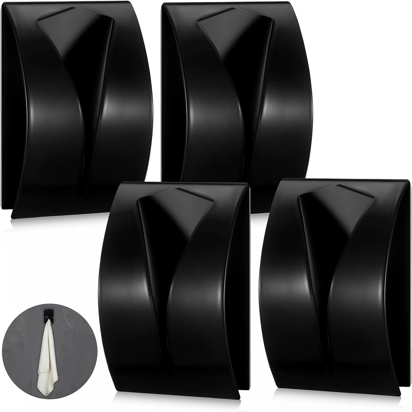 4 Pcs Self Adhesive Towel Hook Holder Grabber Stainless Steel Kitchen Dish Towel Hook Wall Mount Non Drilling Hangers Rack Hand Tea Holders for Bathroom Accesories Kitchen Gadgets(Brown)