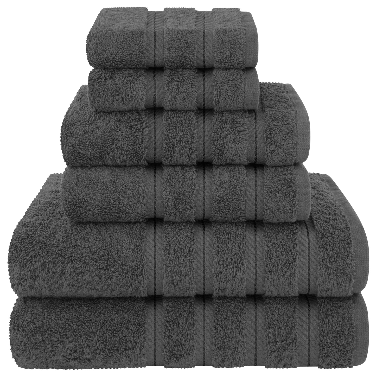 Turkish 6 Piece Towel Set, 100% Cotton Premium Soft Bathroom Towels, Dark Gray