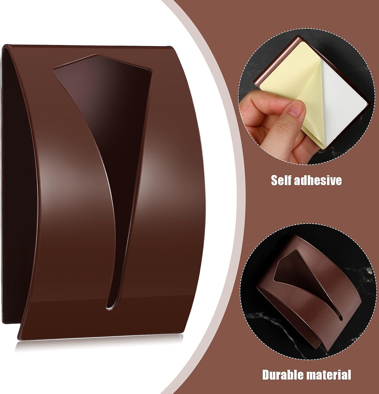 4 Pcs Self Adhesive Towel Hook Holder Grabber Stainless Steel Kitchen Dish Towel Hook Wall Mount Non Drilling Hangers Rack Hand Tea Holders for Bathroom Accesories Kitchen Gadgets(Brown)