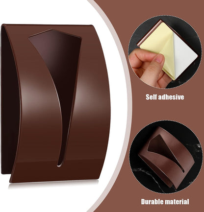4 Pcs Self Adhesive Towel Hook Holder Grabber Stainless Steel Kitchen Dish Towel Hook Wall Mount Non Drilling Hangers Rack Hand Tea Holders for Bathroom Accesories Kitchen Gadgets(Brown)
