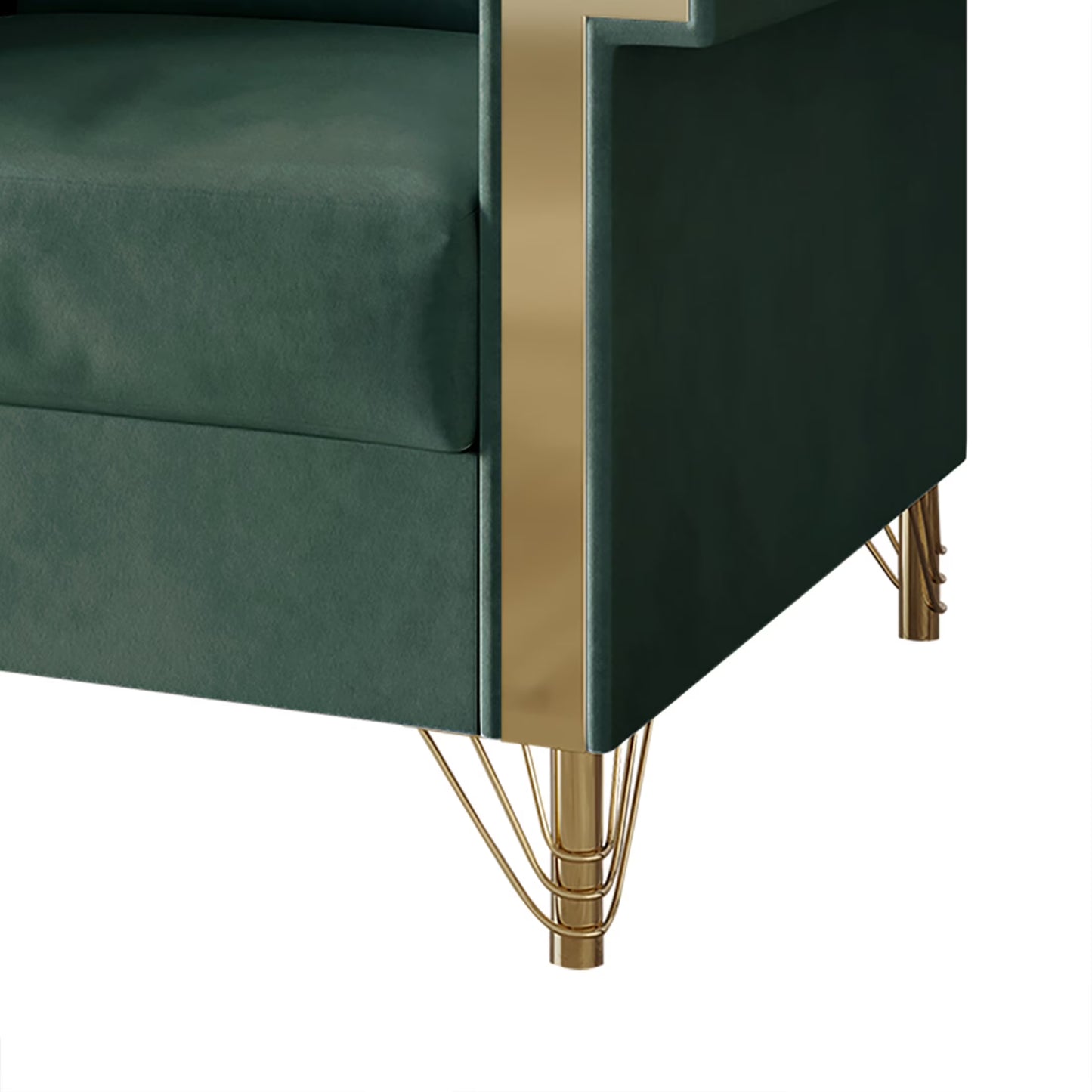 Comtemporary Glam Velvet Upholstered Sofa, Carribean Green