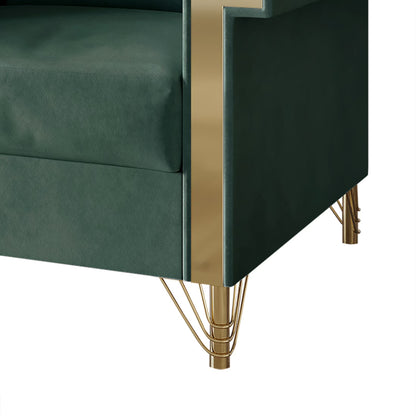 Comtemporary Glam Velvet Upholstered Sofa, Carribean Green