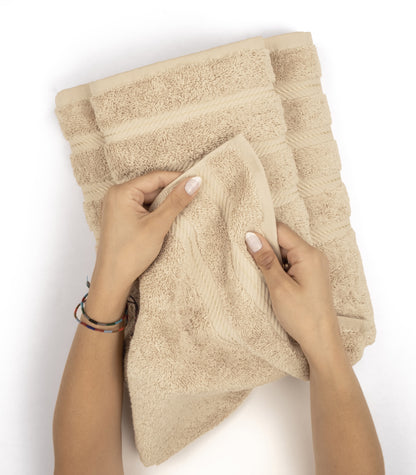 Luxury 4 Piece Bath Towel Set, 100% Cotton Turkish Bath Towels for Bathroom, Beige
