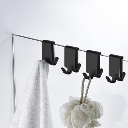 Double Hooks for Glass Shower Door, Towel Hooks over the Bathroom Glass Wall 0.31-0.39In, Stainless Steel, Brushed,2 Pack.