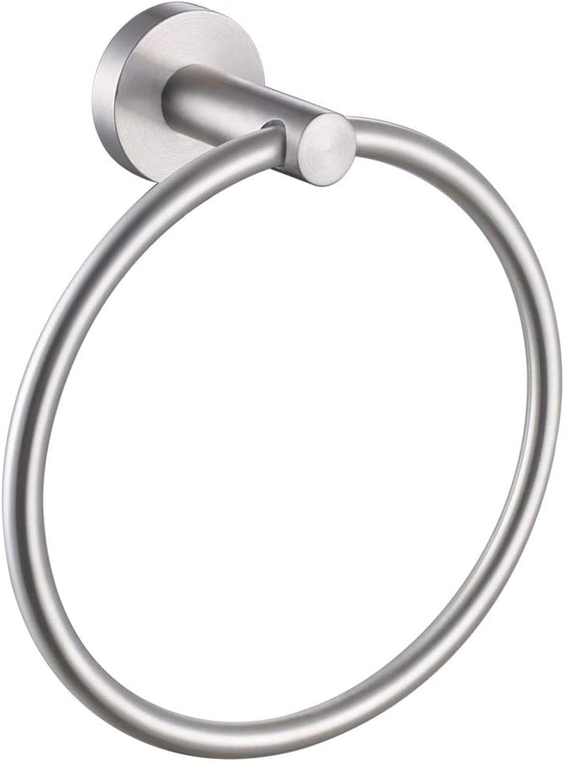 Matte Black Towel Ring Wall Mounted, Hand Towel Holder for Bathroom, Solid Stainless Steel round Wall Hanger