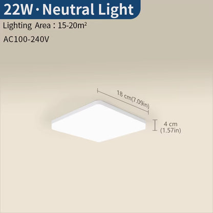 Square Led Ceiling Lamp Bedroom Lighting Neutral White Cold White Warm White 48W 36W 24W 18W Led Ceiling Light Room
