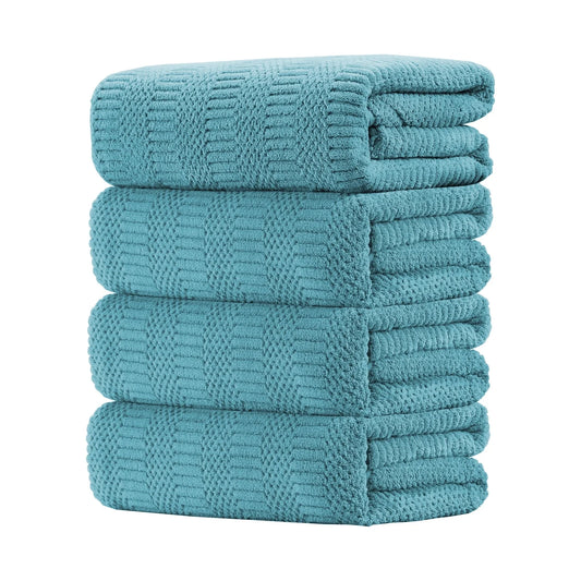 4 Piece Microfiber Bath Towel Set,700Gsm Family-Sized Towel Set ,Quick Dry & Less Lint,Highly Absorbent,Ultra Soft Shower Towel for Bathroom Hotel-Turquoise