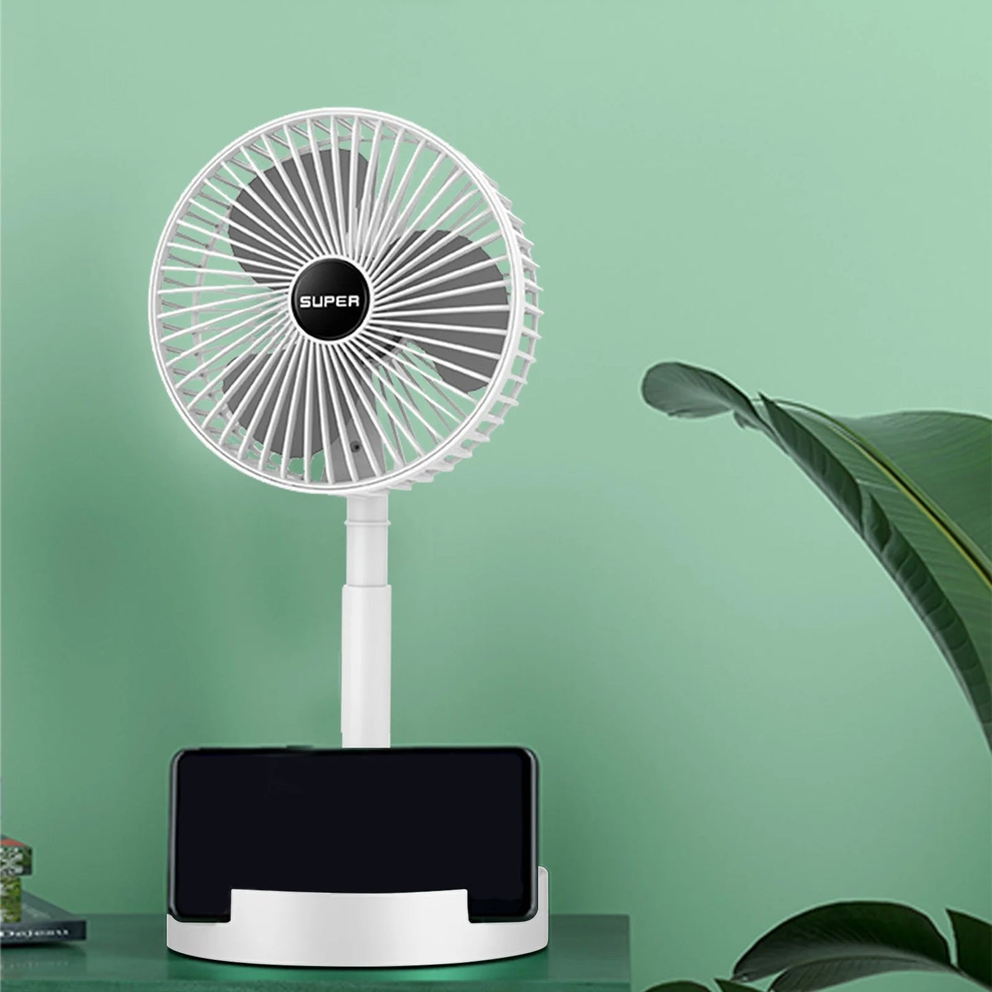 Vikakiooze Cooling Stretchable Fan, Fan Portable, 3 Speeds Desktop Table Fan, Plug in Power Fan, Rotation Strong Wind, Quiet Personal Small Fan for Home Desktop Office, White