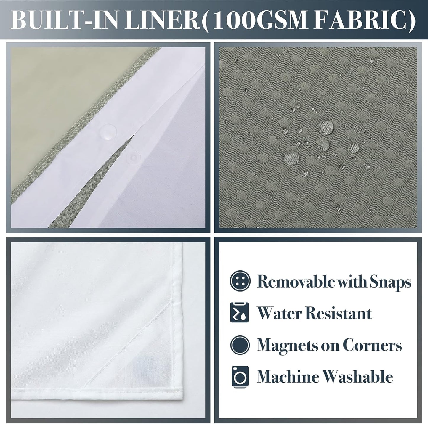 Waffle Weave Shower Curtain with Snap-In Fabric Liner & Hooks Set - Hotel Style, Waterproof & Washable, Heavyweight Fabric & Mesh Top Window - 71X72, Sage Green