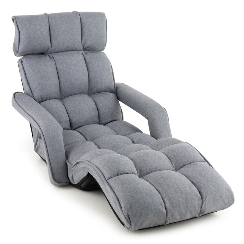6-Position Adjustable Floor Chair with Adjustable Armrests and Footrest