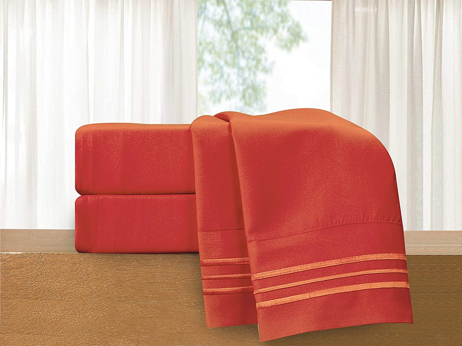 Bed Sheet Set Soft 1500 Series Sheet Set, California King, Rust