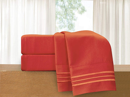 Bed Sheet Set Soft 1500 Series Sheet Set, California King, Rust