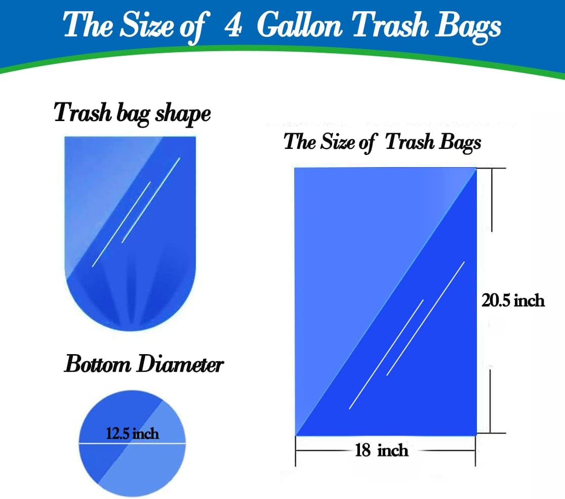 4 Gallon Small Garbage Bags 250 Counts,Trash Bag Bin Liners, 12-15 Liters Bin Bags Wastebasket Bags for Home Office Kitchen Trash Can,Bathroom,Bedroom 5 Color