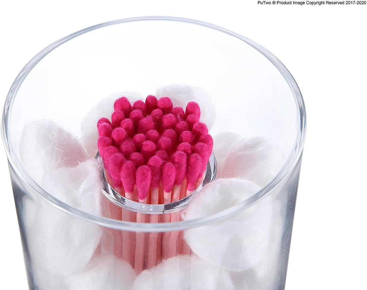 Makeup Organizer Bathroom Storage Multifunction Organizer Cotton Balls and Cotton Buds Holder - Small Round