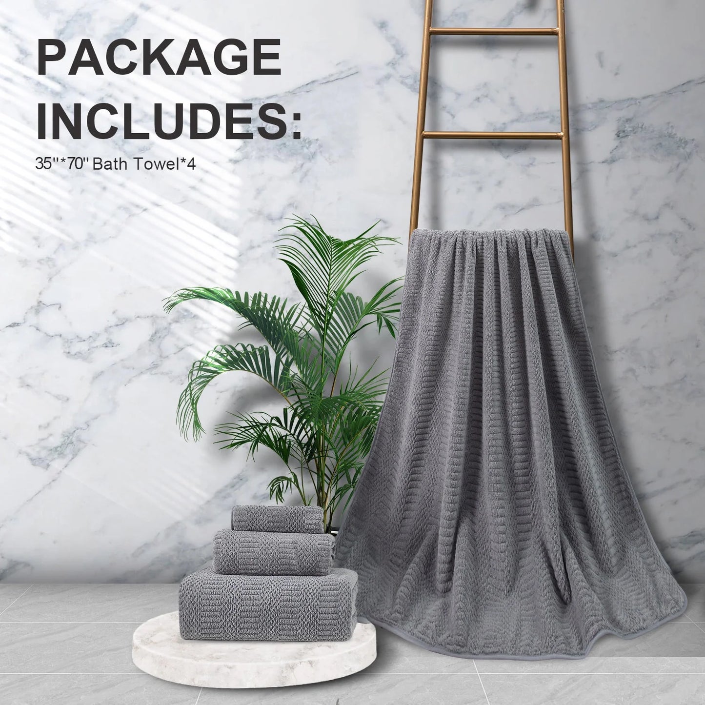 4 Piece Microfiber Bath Towel Set,700Gsm Family-Sized Towel Set ,Quick Dry & Less Lint,Highly Absorbent,Ultra Soft Shower Towel for Bathroom Hotel-Dark Gray