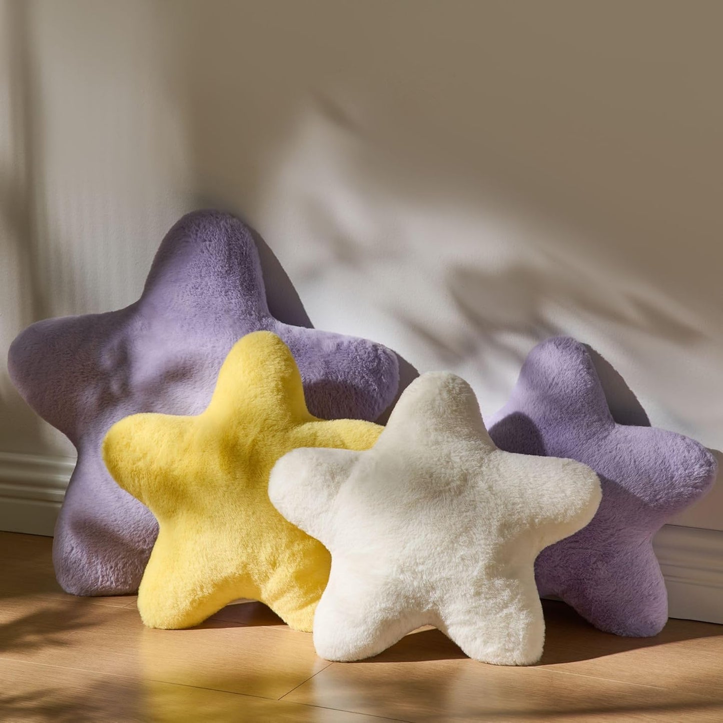 Set of 2 Throw Pillows Star Pillow Couch Pillows Decorative Pillows Bed Pillows Cute Pillows,White 15"