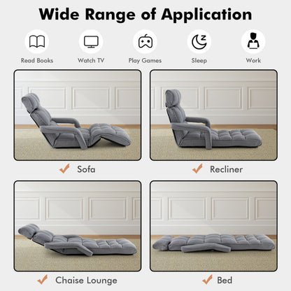 6-Position Adjustable Floor Chair with Adjustable Armrests and Footrest