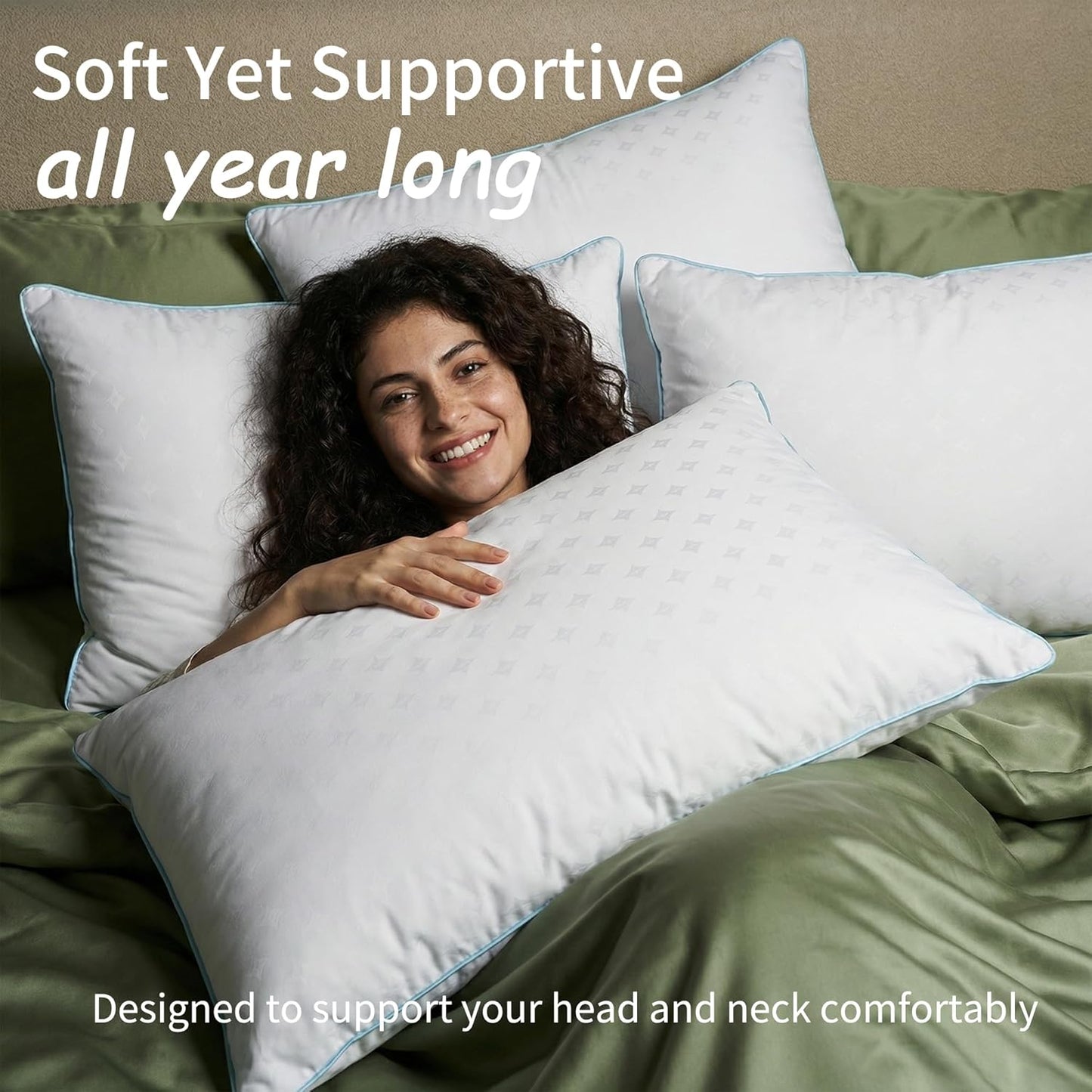 Pillows Queen Size Set of 2 – Queen Bed Pillows for Sleeping, down Alternative Pillows, Supportive Comfort, Hotel Style, Machine Washable, for Side Back Stomach Sleepers