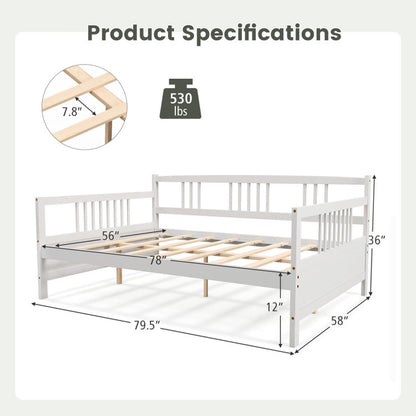 Wooden Full Size Daybed Frame with Guardrails