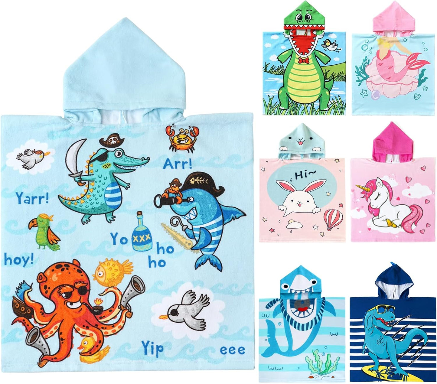 Dinosaur Bath Towel for Toddler Boys, Pool Hooded Towel for Kids, Hooded Bath Beach Towel Poncho for Bath/Pool/Beach Swim Cover