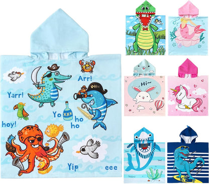 Dinosaur Bath Towel for Toddler Boys, Pool Hooded Towel for Kids, Hooded Bath Beach Towel Poncho for Bath/Pool/Beach Swim Cover