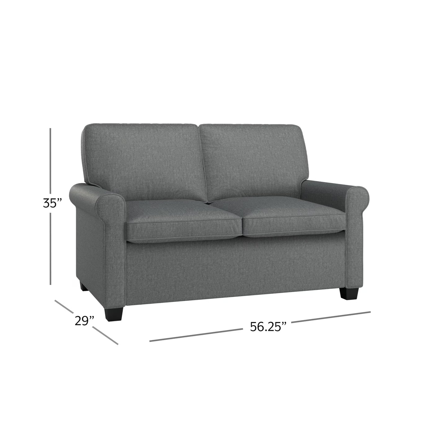 Tatum Twin Sleeper 56.25" Loveseat, Dark Gray