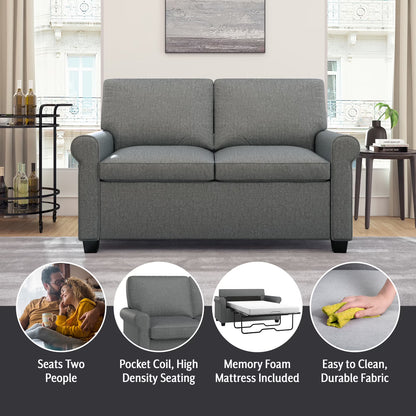 Tatum Twin Sleeper 56.25" Loveseat, Dark Gray