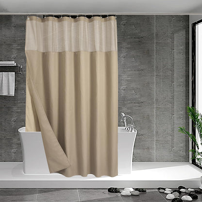 Waffle Weave Shower Curtain with Snap-In Fabric Liner & Hooks Set - Hotel Style, Waterproof & Washable, Heavyweight Fabric & Mesh Top Window - 71X72, Sage Green