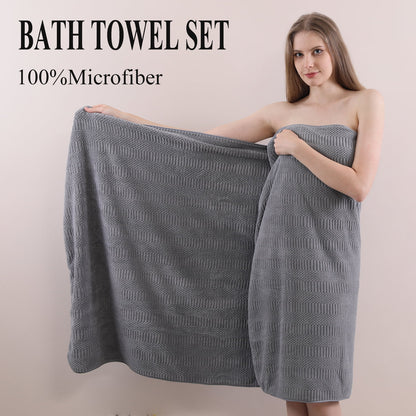 4 Piece Microfiber Bath Towel Set,700Gsm Family-Sized Towel Set ,Quick Dry & Less Lint,Highly Absorbent,Ultra Soft Shower Towel for Bathroom Hotel-Dark Gray