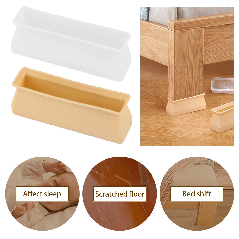 4PCS Silicone Rectangular Feet Cover Furniture Floor Protector Pad anti Slip Chair Leg Caps Wood Sofa Table Child Bed Stopper