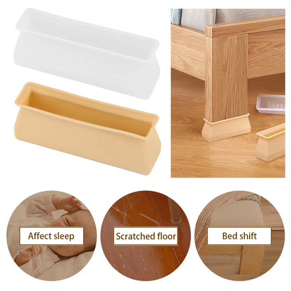 4PCS Silicone Rectangular Feet Cover Furniture Floor Protector Pad anti Slip Chair Leg Caps Wood Sofa Table Child Bed Stopper