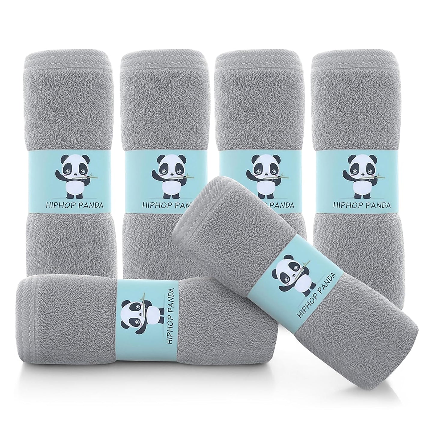 Baby Wash Clothes, Rayon Made from Bamboo - 2 Layer Ultra Soft Absorbent Washcloths for Boy - Newborn Face Towel - Makeup Remove Washcloths for Delicate Skin - (Gray, 6 Pack)