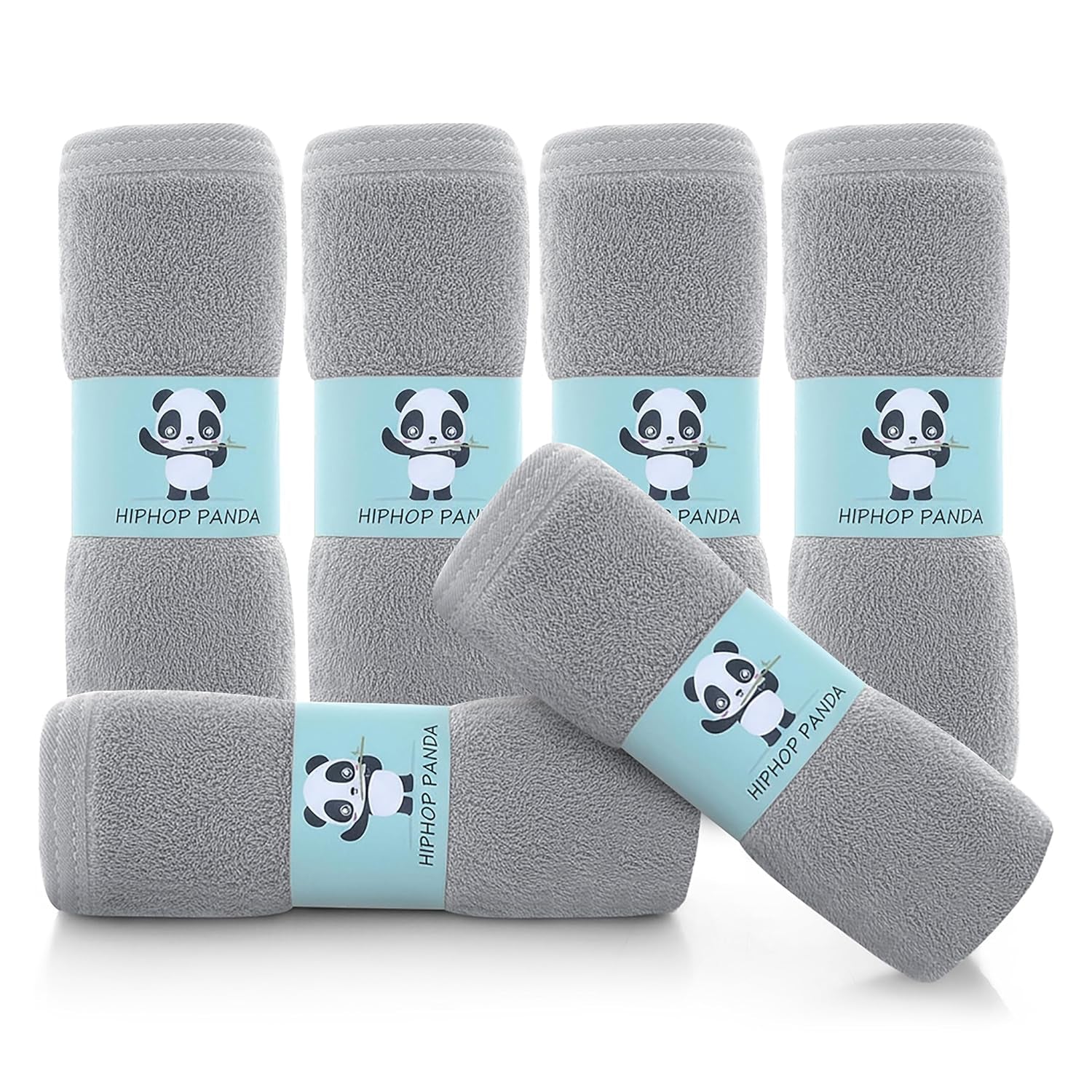 Baby Wash Clothes, Rayon Made from Bamboo - 2 Layer Ultra Soft Absorbent Washcloths for Boy - Newborn Face Towel - Makeup Remove Washcloths for Delicate Skin - (Gray, 6 Pack)