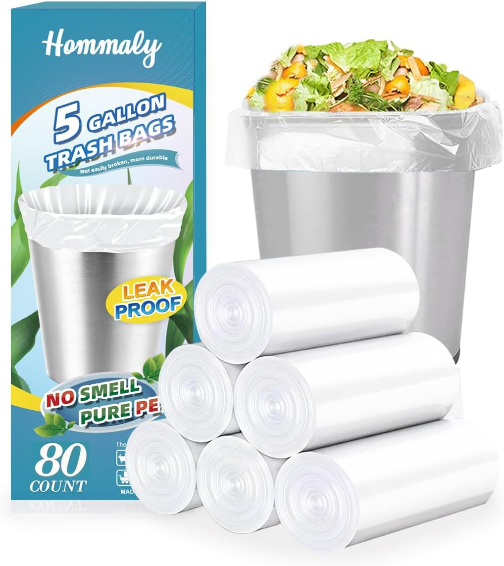 4 Gallon Small Garbage Bags 250 Counts,Trash Bag Bin Liners, 12-15 Liters Bin Bags Wastebasket Bags for Home Office Kitchen Trash Can,Bathroom,Bedroom 5 Color