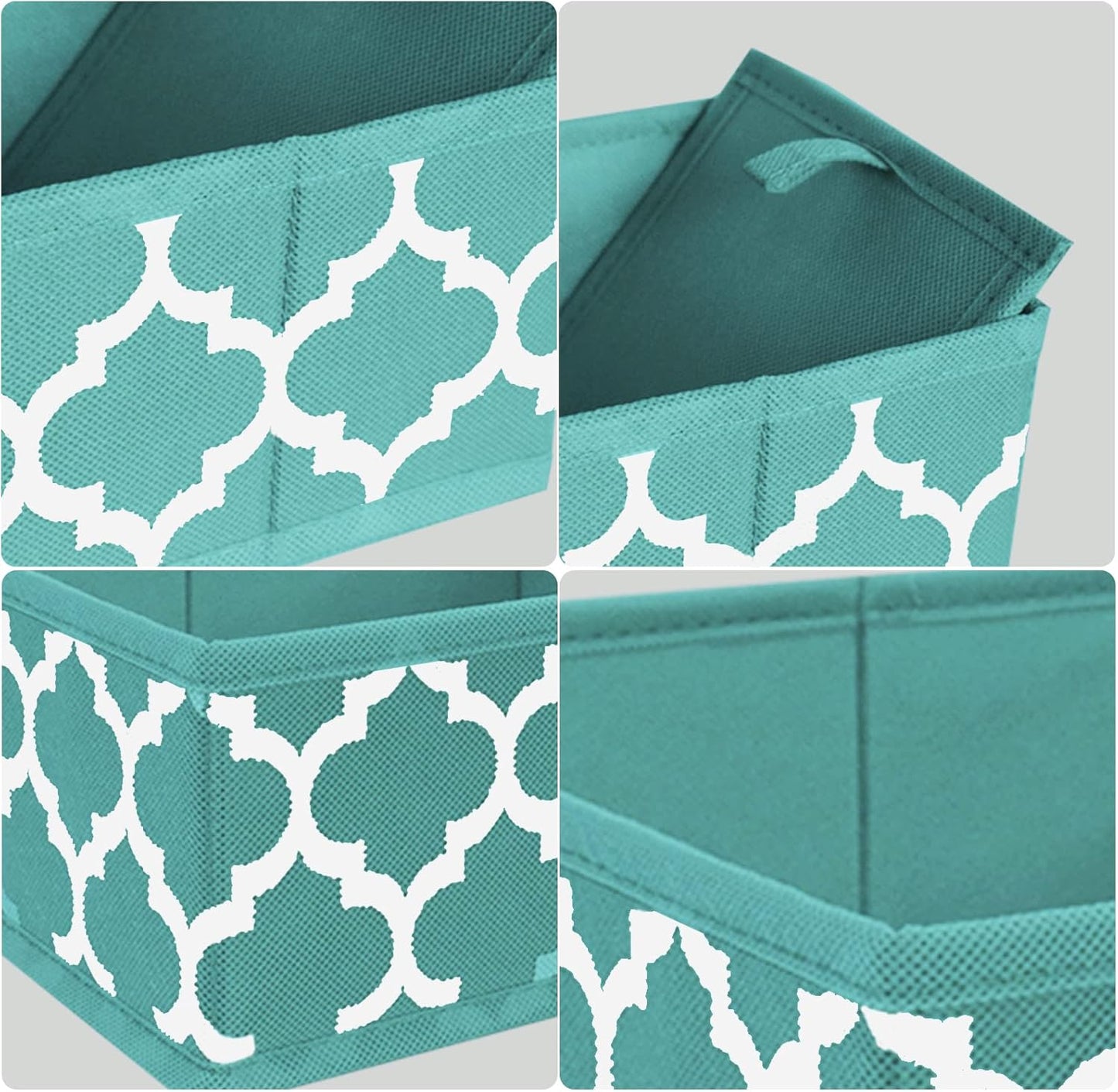 Underwear Drawer Organizer for Clothing - Fabric Drawer Dividers Box, Foldable Dresser Basket Storage Bins for Bra, Socks, Lingerie, Baby Clothes, Bedroom, Set of 6 (Blue Lantern Printing)