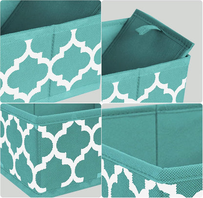 Underwear Drawer Organizer for Clothing - Fabric Drawer Dividers Box, Foldable Dresser Basket Storage Bins for Bra, Socks, Lingerie, Baby Clothes, Bedroom, Set of 6 (Blue Lantern Printing)