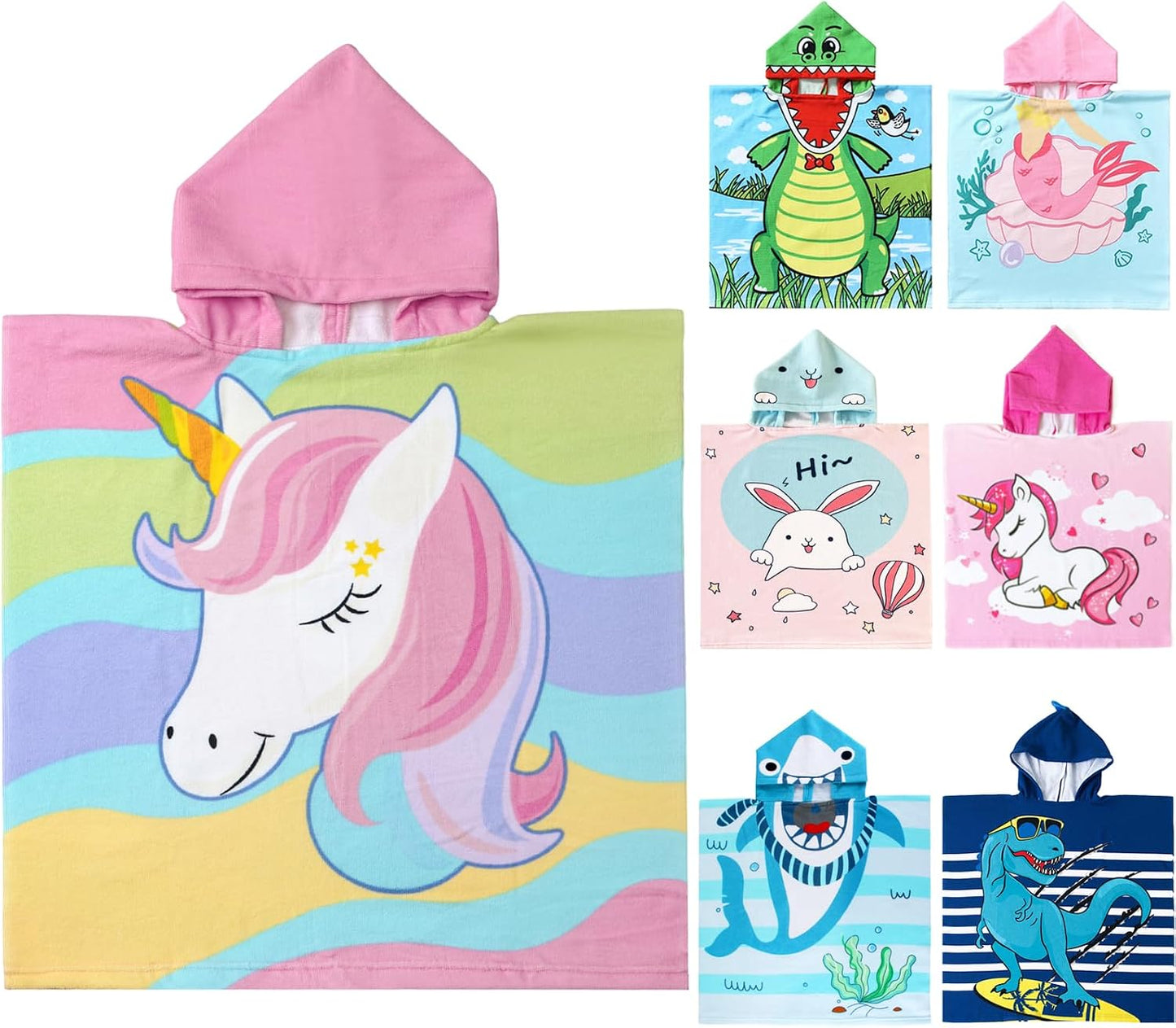 Dinosaur Bath Towel for Toddler Boys, Pool Hooded Towel for Kids, Hooded Bath Beach Towel Poncho for Bath/Pool/Beach Swim Cover