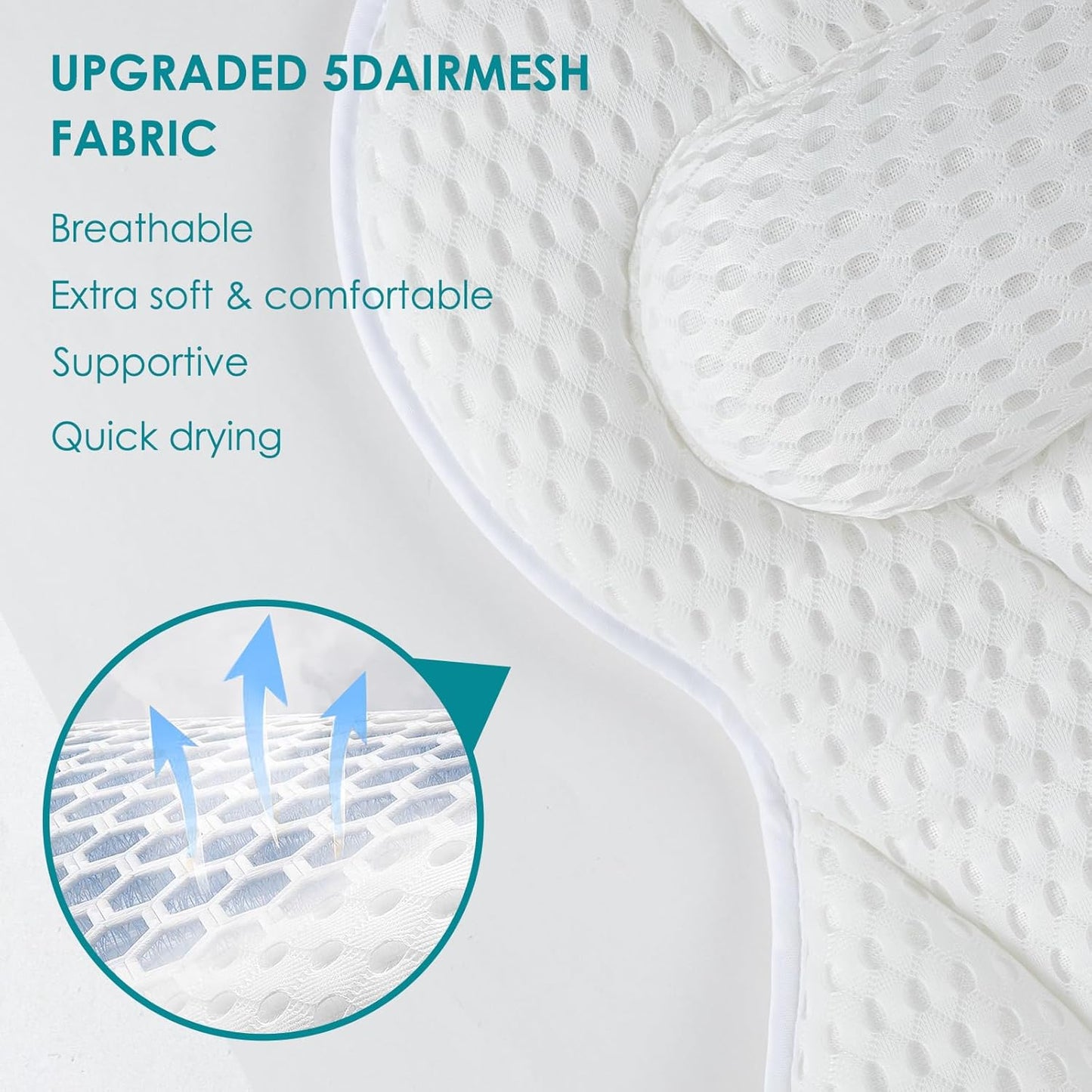 Bath Pillows for Tub,Luxury Bath Pillow for Neck and Back Support-With Comfortable Breathable Cotton 6 Non-Slip Suction (Regular Version)