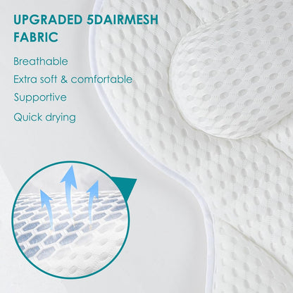 Bath Pillows for Tub,Luxury Bath Pillow for Neck and Back Support-With Comfortable Breathable Cotton 6 Non-Slip Suction (Regular Version)