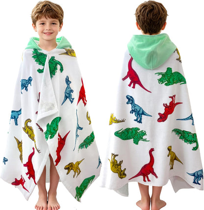 Kids Hooded Beach Towel Age 3-8, 30''X50,Soft | Thick | Large | 100% Cotton,Absorbent Beach, Bath, Pool Towels Wrap for Girls, Sea Mermaid