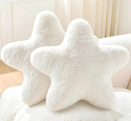 Set of 2 Throw Pillows Star Pillow Couch Pillows Decorative Pillows Bed Pillows Cute Pillows,White 15"