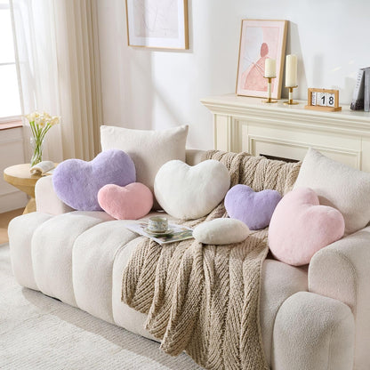 2PCS Throw Pillows Cute Room Decor Heart Pillow Home Decor Decorative Couch Pillows Bed Pillows Outdoor Pillows Valentine Gifts,White 9"*13"