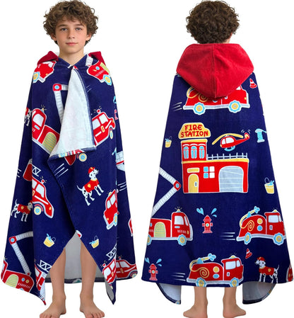 Kids Hooded Beach Towel Age 3-8, 30''X50,Soft | Thick | Large | 100% Cotton,Absorbent Beach, Bath, Pool Towels Wrap for Girls, Sea Mermaid