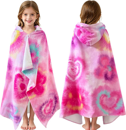 Kids Hooded Beach Towel Age 3-8, 30''X50,Soft | Thick | Large | 100% Cotton,Absorbent Beach, Bath, Pool Towels Wrap for Girls, Sea Mermaid