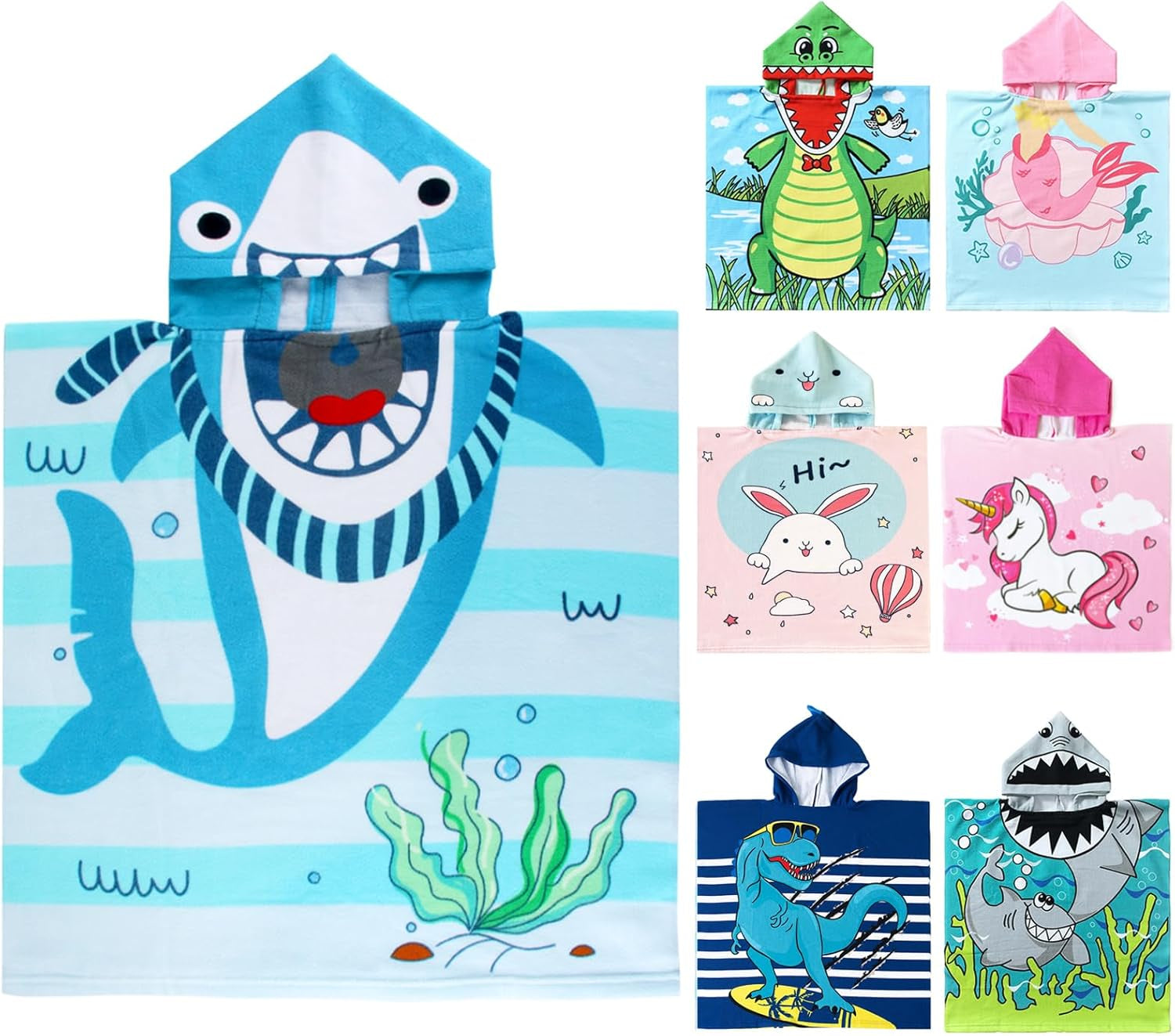 Dinosaur Bath Towel for Toddler Boys, Pool Hooded Towel for Kids, Hooded Bath Beach Towel Poncho for Bath/Pool/Beach Swim Cover