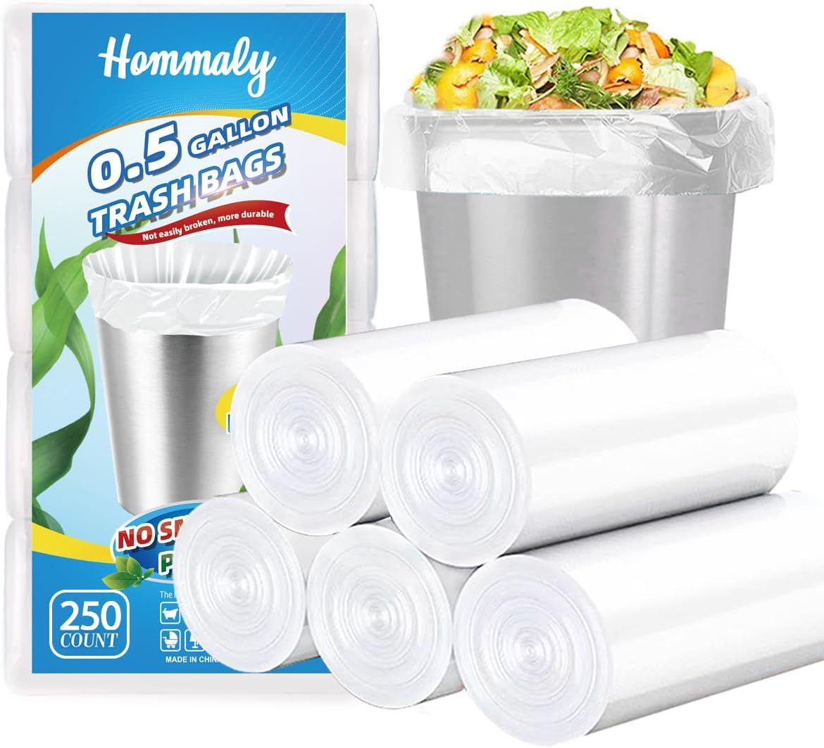 4 Gallon Small Garbage Bags 250 Counts,Trash Bag Bin Liners, 12-15 Liters Bin Bags Wastebasket Bags for Home Office Kitchen Trash Can,Bathroom,Bedroom 5 Color