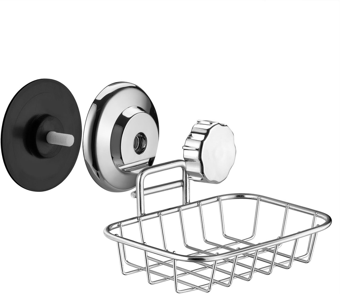 Suction Cup Soap Holder, Soap Dish Saver Tray Bar Soap Sponge Holder for Shower Wall, Bathroom, Tub and Kitchen Sink Stainless Steel