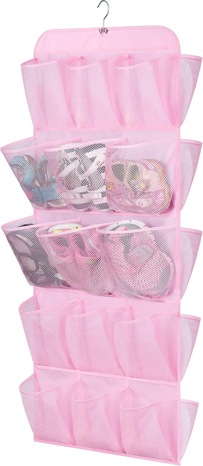 30 Large Pockets Dual Sided Hanging Shoe Organizer for Closet with Rotating Hanger Hanging Shoe Shelves, Grey