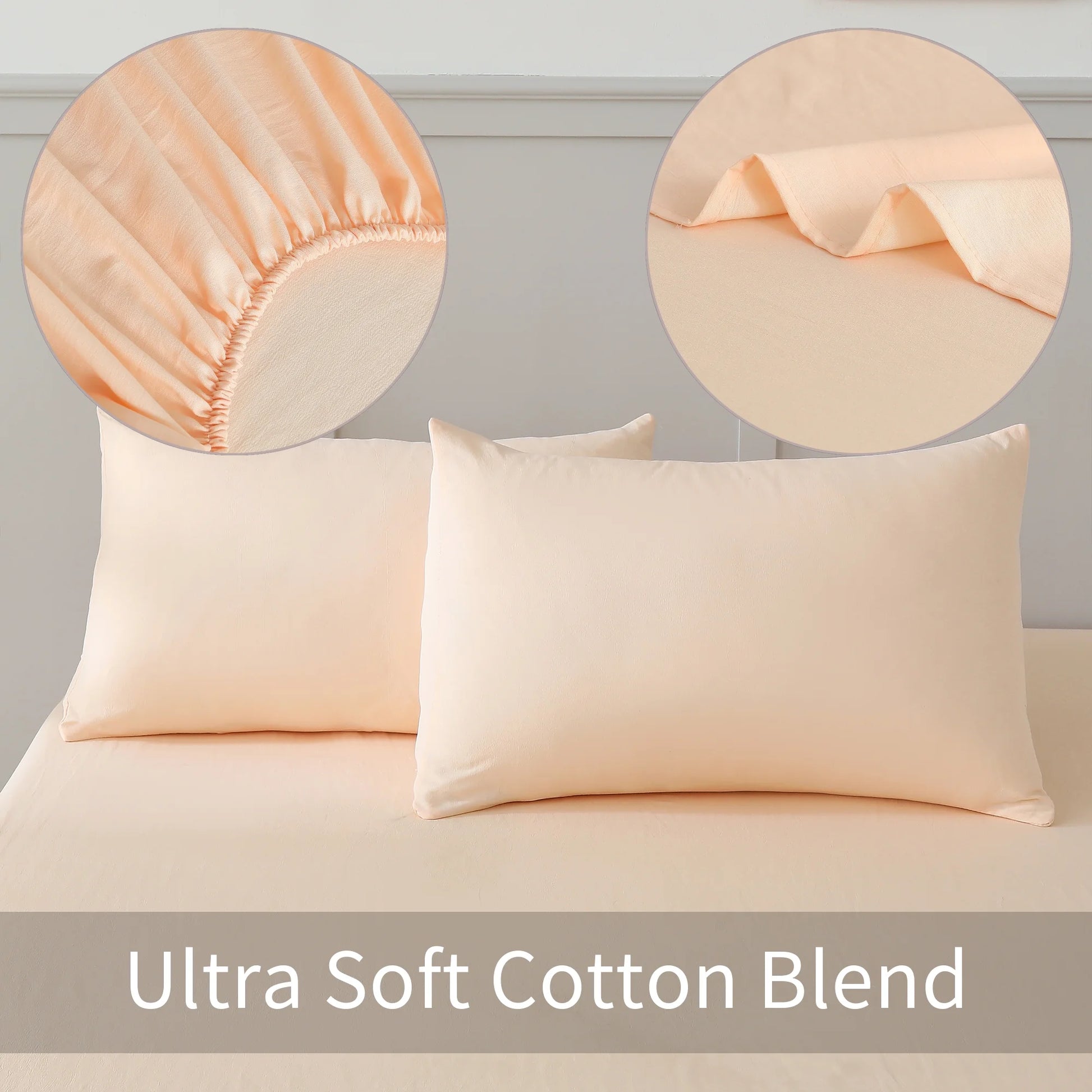 Bed Sheets Set 4 Piece Queen/Full Sheet Set Champagne Microfiber Fitted Sheet, Flat Sheet & 2 Pillowcases Bedding Set